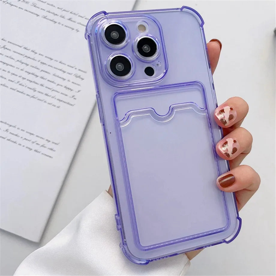 Transparent Card Slot Bag Holder Case For iPhone