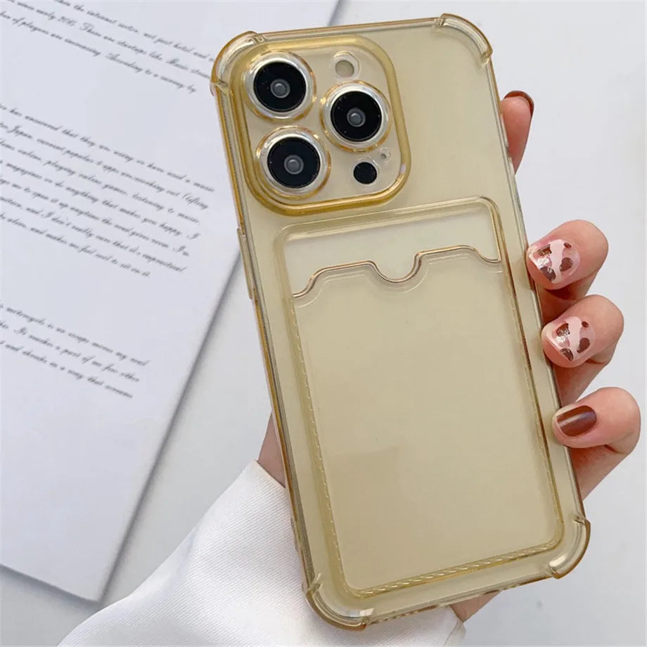Transparent Card Slot Bag Holder Case For iPhone