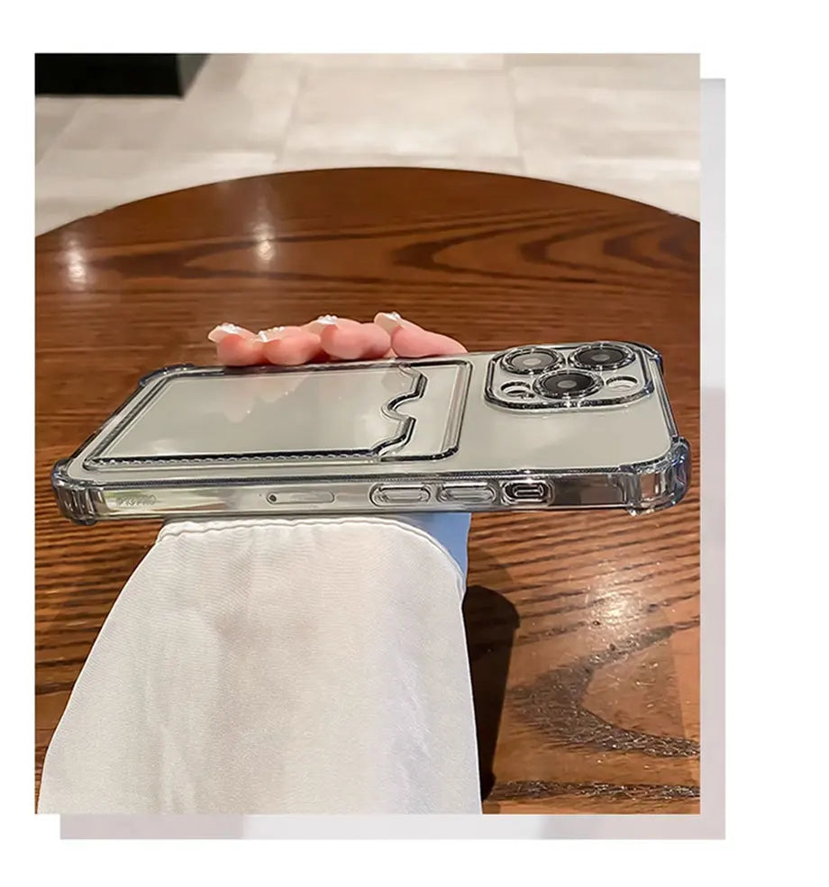 Transparent Card Slot Bag Holder Case For iPhone