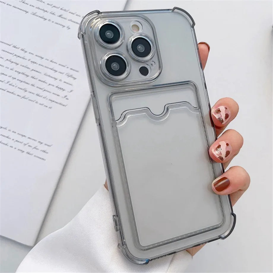 Transparent Card Slot Bag Holder Case For iPhone