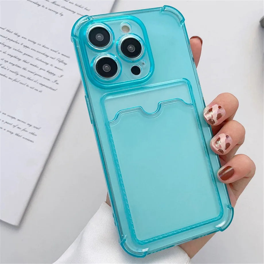 Transparent Card Slot Bag Holder Case For iPhone