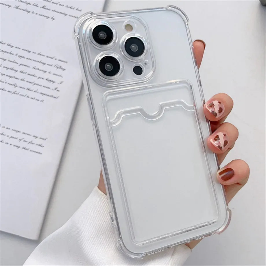 Transparent Card Slot Bag Holder Case For iPhone
