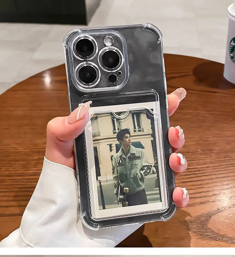 Transparent Card Slot Bag Holder Case For iPhone