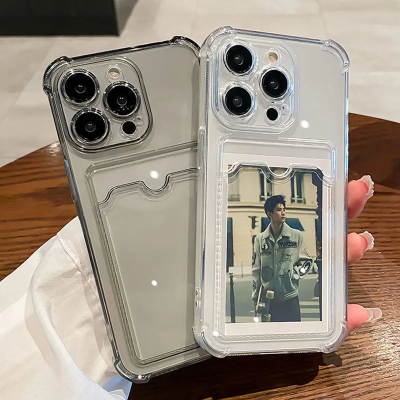 Transparent Card Slot Bag Holder Case For iPhone