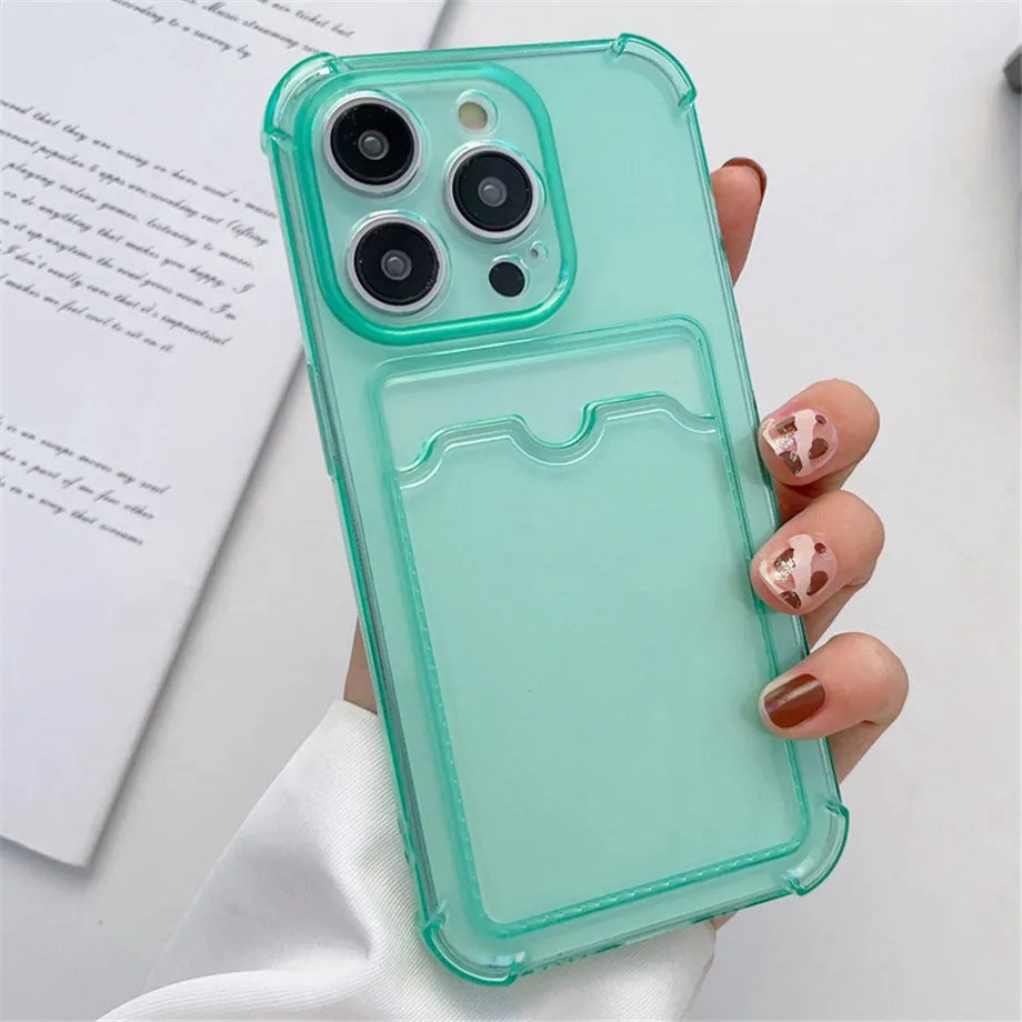 Transparent Card Slot Bag Holder Case For iPhone