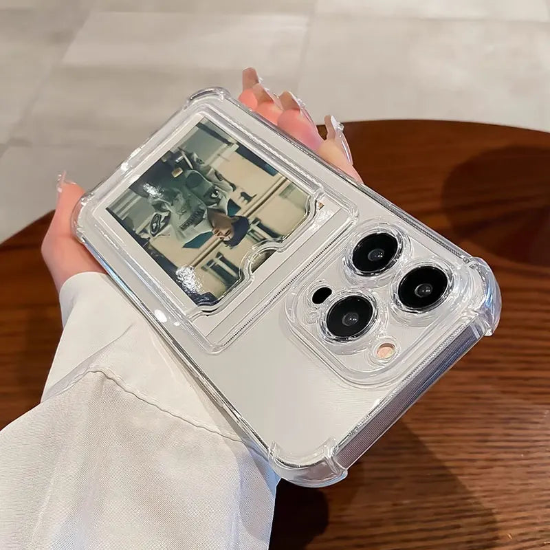 Transparent Card Slot Bag Holder Case For iPhone