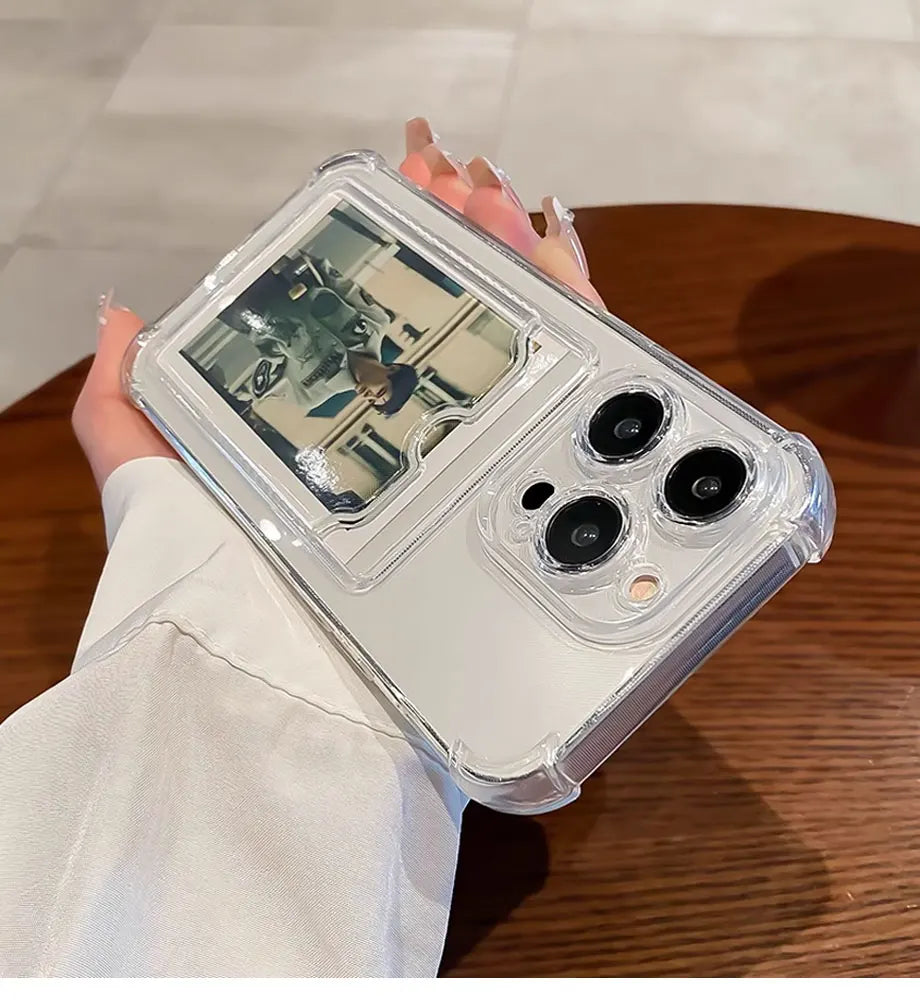 Transparent Card Slot Bag Holder Case For iPhone