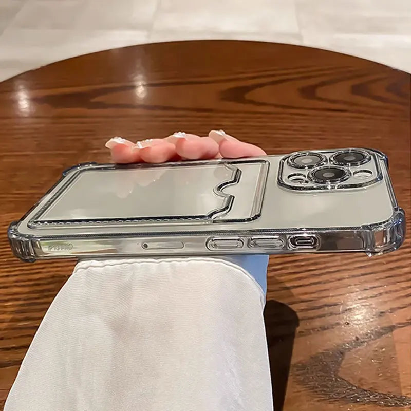 Transparent Card Slot Bag Holder Case For iPhone