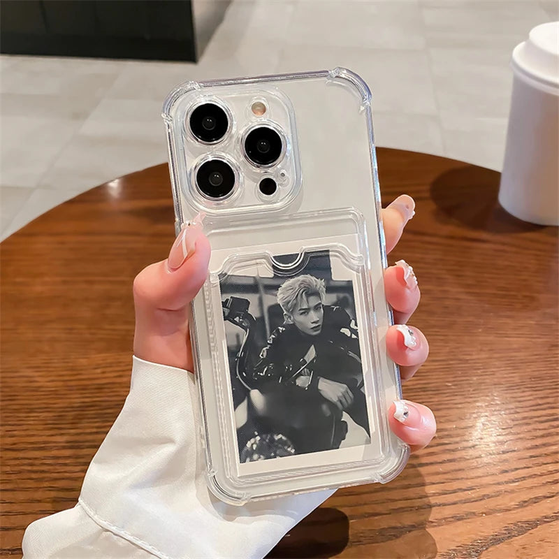 Transparent Card Slot Bag Holder Case For iPhone