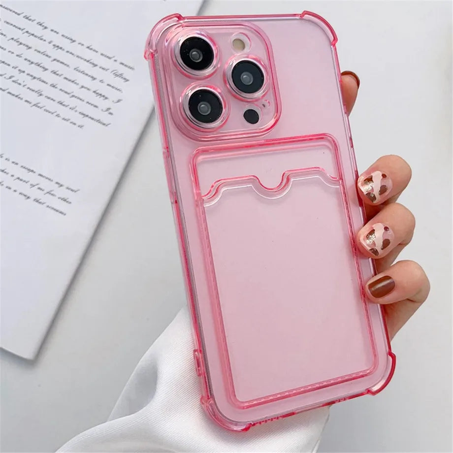 Transparent Card Slot Bag Holder Case For iPhone