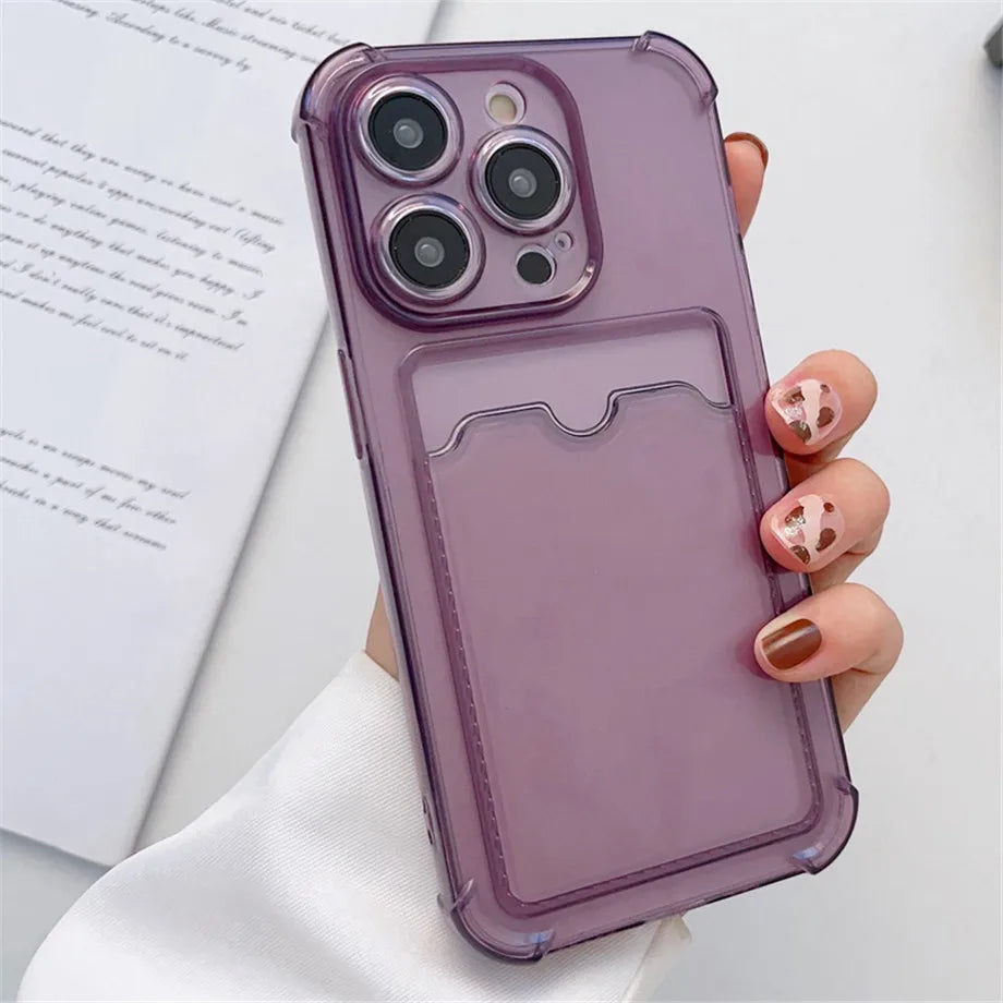 Transparent Card Slot Bag Holder Case For iPhone