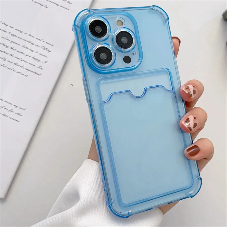 Transparent Card Slot Bag Holder Case For iPhone