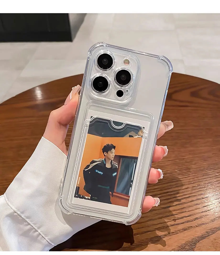 Transparent Card Slot Bag Holder Case For iPhone